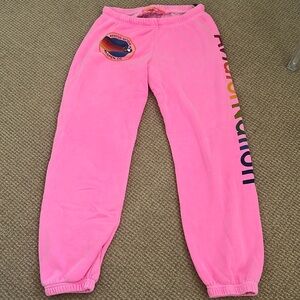 Aviator Nation hot pink aspen logo sweatpants